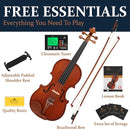 Cecilio 1/4 Size Natural Varnish Violin for Beginners, Hand-Carved Solid Spruce Top, Maple Back & Sides, Full Fiddle Kit with Hard Case, Bows, Rosin, Shoulder Rest, Lesson Book by TinyTreasures Baby Boutique