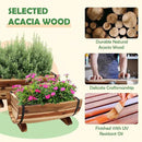 IDZO Solid Acacia Wood Half Barrel Planters Outdoor Set of 2 Different Sizes, Wooden Planters for Outdoor Plants with Metal Bands & Drainage Holes, Legs Included, Natural by CozyNest Decor