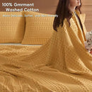 PHF 100% Cotton Waffle Weave Blanket Twin Size, Soft Lightweight Breathable Cozy Summer Blankets for Bed, Luxury Aesthetic Woven Bedding for Home Decor, 66"x90", Ginger/Honey Yellow by CozyNest Decor
