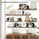 Fun Memories Picture Ledge Shelves Set of 2, 55 Inch Rustic Wall Mounted Floating Shelves with Lip for Home Storage and Décor in Bathroom, Kitchen, Nursery, Bedroom, Living Room, Brown by CozyNest Decor