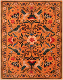 Moynesa Washable Rugs 8x10, Ultra Thin Boho Bird Living Room Area Rug Stain Resistance, Indoor Soft Orange Floral Large Easy Clean Carpet for Bedroom Dining Room Under Table Kid Playroom by TinyTreasures Baby Boutique