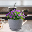 Plant Pots 12 inch, Plastic Planters with Drainage Holes and Saucers, Large Flower Pots for Indoor Outdoor Plants, Modern Decorative Pots for Garden House Plants, Speckled Grey