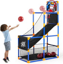 JOYIN Arcade Basketball Game Set with 4 Balls and Hoop for Kids 3 to 12 Years Old Indoor Outdoor Sport Play - Easy Set Up - Air Pump Included - Ideal for Competition by TinyTreasures Baby Boutique