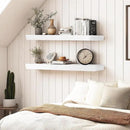36"x6.8"x1.6" Slanted Floating Wall Shelves 2-Pack - Rustic White Finish, Heavy-Duty Solid Wood Design with Hidden Brackets - Perfect for Living Room, Kitchen, Bathroom, or Office by CozyNest Decor