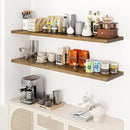 55" Floating Shelves for Wall, 12" Deep Slim Rustic Brown Floating Shelves, Wall-Mounted Shelves for Bedroom, Living Room, Kitchen, Bathroom - Set of 2 by CozyNest Decor
