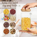Square Glass Jars Canister with Wood Lid 50 FL OZ [Set of 3], Container Jar with Sealing, Lids for Oat Pasta Flour Cereal Rice Sugar Tea Coffee Beans, Best for Kitchen & Pantry by CozyNest Decor