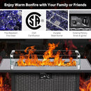 5 Piece Patio Furniture Set with 43" Propane Fire Pit Table, Outdoor Wicker Conversation Set, Rattan Modern Sectional Sofa Couch with Coffee Table for Backyard Porch Garden Poolside, Black-Blue by GreenHaven Gardens