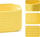 Small Storage Baskets for Organizing | Closet Organizer Bins | Shelf Toy Basket | Woven Rope Baskets | Cube Decorative Box | Shallow Basket | 13x8.5x5.1” | 4 Packs Yellow by GreenHaven Gardens