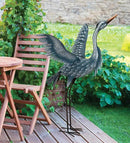 Regal Art & Gift Outdoor Garden Décor, Unique Bird Sculpture, Rustic Metal Bird Statues, Garden Ornaments, Bird Figurine for Lawn, Decorative Sculpture, Heron, Blue, Wings Up, 47"height by CozyNest Decor