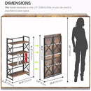 4NM 4 Tiers No Assembly Book Shelves, 41.3" H Folding Bookshelf Bookcase Open Industrial Foldable Shelves for Bedroom, Living Room, Home Office - Rustic Brown Black by CozyNest Decor
