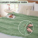 L'AGRATY Chunky Knit Blanket Throw - Soft Chunky Throw Blanket 50x60: 100% Hand Kintted Chenile Crochet Throw Blanket for Couch - Large Cable Knit Chunky Blanket for Home Decor(Sage Green) by CozyNest Decor