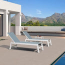 PURPLE LEAF Lounge Chair Outdoor Set of 4 White Aluminum Lounge Chairs with Wheels and Table Outdoor Chaise Lounge for Patio Pool Yard, Steel Blue by GreenHaven Gardens