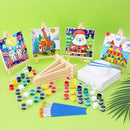 ESRICH 24 Set Mini Acrylic Paint Kit,5in Mini Stretched Canvas with 7.5in Easel,Acrylic Paint Strips,Paint Palettes,Painting Brushes, Small Canvas and Easel Set for Kids Artists Beginner,Gift by TinyTreasures Baby Boutique