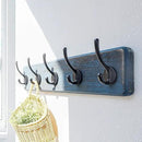 Dseap Coat Rack Wall: Patented, Heavy-Duty, 5-Double-Hooks Wooden Wall Mounted Coat Rack Coat Hanger Hook Rail for Winter Coats Hat Jacket Clothing, Weathered Blue by CozyNest Decor