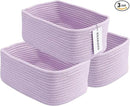 Small Woven Storage Baskets 12“X8”X5“ Decorative Rope Bins for Organizing Shelves, Closets, and Toys, Empty Gift Baskets, Cute Organizer Basket for Home and Office (purple, regular) by CozyNest Decor