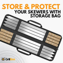 Premium Kabob Skewers 23 inch Long and 1 inch Wide Stainless Steel Flat Reusable Metal Skewers for Grilling BBQ - Making Brazilian Koobideh Chicken Kebab, 8pc Set with Bag by GreenHaven Gardens
