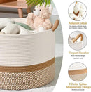 KAKAMAY Large Blanket Basket (20"x13"),Woven Baskets for storage Baby Laundry Hamper, Cotton Rope Blanket Basket for Living Room, Laundry, Nursery, Pillows, Baby Toy chest (White/Brown) by GreenHaven Gardens