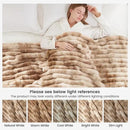 Cozy Bliss Faux Fur Throw Blanket for Couch, Cozy Warm Plush Striped Blanket for Sofa Bedroom Living Room, 60 * 80 Inches Tie-dye Kahki by CozyNest Decor