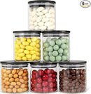 Urban Green Glass Jars with Airtight Black Lids, Food Storage Container with Airtight Lids, Glass Canisters Sets, Kitchen Food Storage Containers (6 Sets of 20oz) by CozyNest Decor