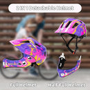 Kids Bike Helmet with Chin Guard, Adjustable Detachable Children’s Full Face Helmet for Girls and Boys, Cycling Helmets Skateboard, Scooter by TinyTreasures Baby Boutique