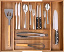 Bellsal Large Premium Acacia Wood Silverware Organizer - Expandable Utensil Drawer Organizer - 17"x19.6" Utensil Holder and Cutlery Tray with Grooved for Kitchen Flatware Utensils(7-9 Slot, Acacia) by CozyNest Decor