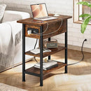 End Table with Charging Station, Flip Top Side Table with USB Ports and Outlets, 3-Tier Small Side Table with Storage for Small Space, End Tables for Living Room/Bedroom, Brown by CozyNest Decor