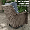 8 Pieces Outdoor Patio Furniture Sets with Rocking Swivel Chairs with 6-inch Thick Cushion and Fire Pit Table for Deck Lawn by GreenHaven Gardens