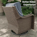 3 Pieces Outdoor Patio Furniture Sets with Single Chairs with 6-inch Thick Cushion and Side Table for Deck Lawn by GreenHaven Gardens