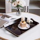 Spsyrine Large Black Serving Tray with Handles, Plastic Decorative Tray for Coffee Table, Ottoman, Bathroom, Home Decor 17.3"*11.8"*2" by CozyNest Decor