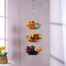 3-Tier Wire Fruit Hanging Basket 2 Packs, non-Punching Wall Hanging Storage, Kitchen Bathroom Organization Basket, Suitable for Bathroom, Kitchen, Closet, Garden, Chrome by CozyNest Decor