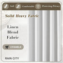 RAIN CITY Snow White Linen Blackout Curtains 90 Inch Long for Living Room,Pinch Pleated Drape with Hooks Back Tab Modern Boho Decor, Black Out Curtains for Bedroom 50 Wide by CozyNest Decor