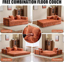 Convertible Sleeper Sofa Bed, Compression Folding Sofa with Pillow, No Assembly Required, Shape Frame, Floor Sofas Lounge Couch for Living Room, Bedroom, Small Spaces (Chenille, 77''W, Orange) by CozyNest Decor