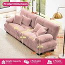 Loveseat Modular Sectional Sofa, Cloud Couch 2 Seater Sectional Couch Home Sofa Living Room Oversized Couch, Modern Deep Seat Couch with Chaise with Round Bolster Armrests 4 Pillows(Pink) by CozyNest Decor