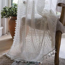 Sutuo Home Boho Sheer Curtain 108 Inches Long, Crochet Lace with Bohemian Hollow Knitted Handmade Tassels,Vintage Farmhouse Window Treatment for Bedroom, Rod Pocket, 1 Panel 59" W x 108" L, White by CozyNest Decor