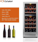 Ca'Lefort 15 Inch Wine Fridge, 28 Bottle Wine Cooler Refrigerator, 40-65°F Wine Refrigerator Glass Door, 3 LED Dual Zone Wine Fridge, Built-in or Freestanding Fridge for Home/Bar/Kitchen (3.0 cu.ft) by CozyNest Decor