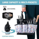 WORKPRO Garden Tool Bag, 9 Pockets Gardening Bag, Heavy Duty Oxford Garden Tote Caddy (Tools NOT Included), 12" x 12" x 6" (Floral White) by GreenHaven Gardens