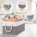 Yawinhe Foldable Storage Basket 3-Pack, Large Fabric Bins with Rope Handle, Used for Organizing Shelves, Closets, Clothes, 12.99''Lx9.05''Wx7.87''H, White/Grey by TinyTreasures Baby Boutique