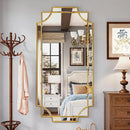 Kelly Miller Large Gold Full Length Mirror for Wall, 60"x30" Full Body Mirror Beveled Scalloped Modern Elegant Home Decor for Bedroom Living Room Bathroom Dressing Room Entryway Hallway by CozyNest Decor