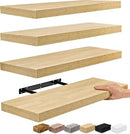 Sorbus Floating Shelves for Wall - 24" Bathroom Shelves, Wall Decor for Bedroom, Kitchen, Living Room, Home Decor & Book Storage - Mounted Floating Shelf with Invisible Brackets (Maple Wood, 4 Pack) by CozyNest Decor