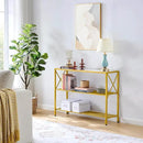 Hoctieon Gold Console Table, 3 Tier Entryway Table, Hallway Table, Narrow Sofa Table with Shelves, Entrance Table for Entryway, Gold and White by CozyNest Decor