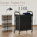 Laundry Hamper 2 Section, 110L Rolling Laundry Sorter Basket with Wheels, 2 Compartment Clothes Organizer Cart, Pull-Out Removable Bags for Laundry Room, Bathroom, Bedroom, Black by CozyNest Decor