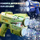 2 Pack Bubble Guns with 4 Bottles Refill Solution, LED Light Up Rechargeable Bubbles Machine Blower for Kids Toddlers 4-8, Outdoor Toys Gifts, Wedding Easter Party by TinyTreasures Baby Boutique