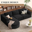 Modular Sectional Sofa with L-Shape Chaise,Cloud Sectional Modern Sleeper Couch with Deep Seat,Sponge Compression Sofas No Assembly Required (Black-Corduroy Fabric) 1PCS by CozyNest Decor