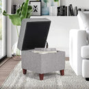 Adeco 17" Square Ottoman with Storage, Small Blue Storage Ottoman Foot Rest with Hinged Lid & Solid Wood Legs, Linen Fabric Foot Stool for Living Room & Bedroom by CozyNest Decor