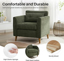 Modern Accent Chair with Wooden Legs Plush Fabric Armchair Cozy Reading Chair for Living Room, Bedroom, Study (Green Armchair) by CozyNest Decor
