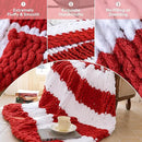 Chunky Knit Blanket - Luxury Soft Cozy 60 * 80 Throw Blanket,100% Woven Blanket Rope Knot Throw Blanket for Couch, Sofa, Home Decor, Gift - Machine Washable（White/Wine red） by CozyNest Decor