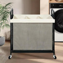 STO STO Laundry Hamper 3 Section, 120L Rolling Laundry Sorter Cart with Removable and Washable Liner Bag, Rolling Clothes Hamper with Metal Handle for Laundry Room and Bedroom by CozyNest Decor