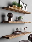 Wood Floating Shelves for Wall, Rustic Wall Shelves for Bedroom, Wall Mounted Floating Shelf, Set of 4 Light Walnut 36 Inch by CozyNest Decor
