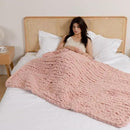 WESHIONGOO Chunky Knit Blanket Throw 50"×60" Knitted Throw Blankets for Couch Bed Fluffy Soft Blanket with Jumbo Chenille Yarn Thick 100% Handmade (Pink) by CozyNest Decor