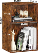 LEYAOYAO 2 Cube Bookshelf,Brown Record Player Stand Holds up to 100 Albums, Mini Wood Book Shelf Storage Organizer,Turntable Stand with Vinyl Storage Cabinet, Narrow Open Bookcase for Small Spaces by CozyNest Decor